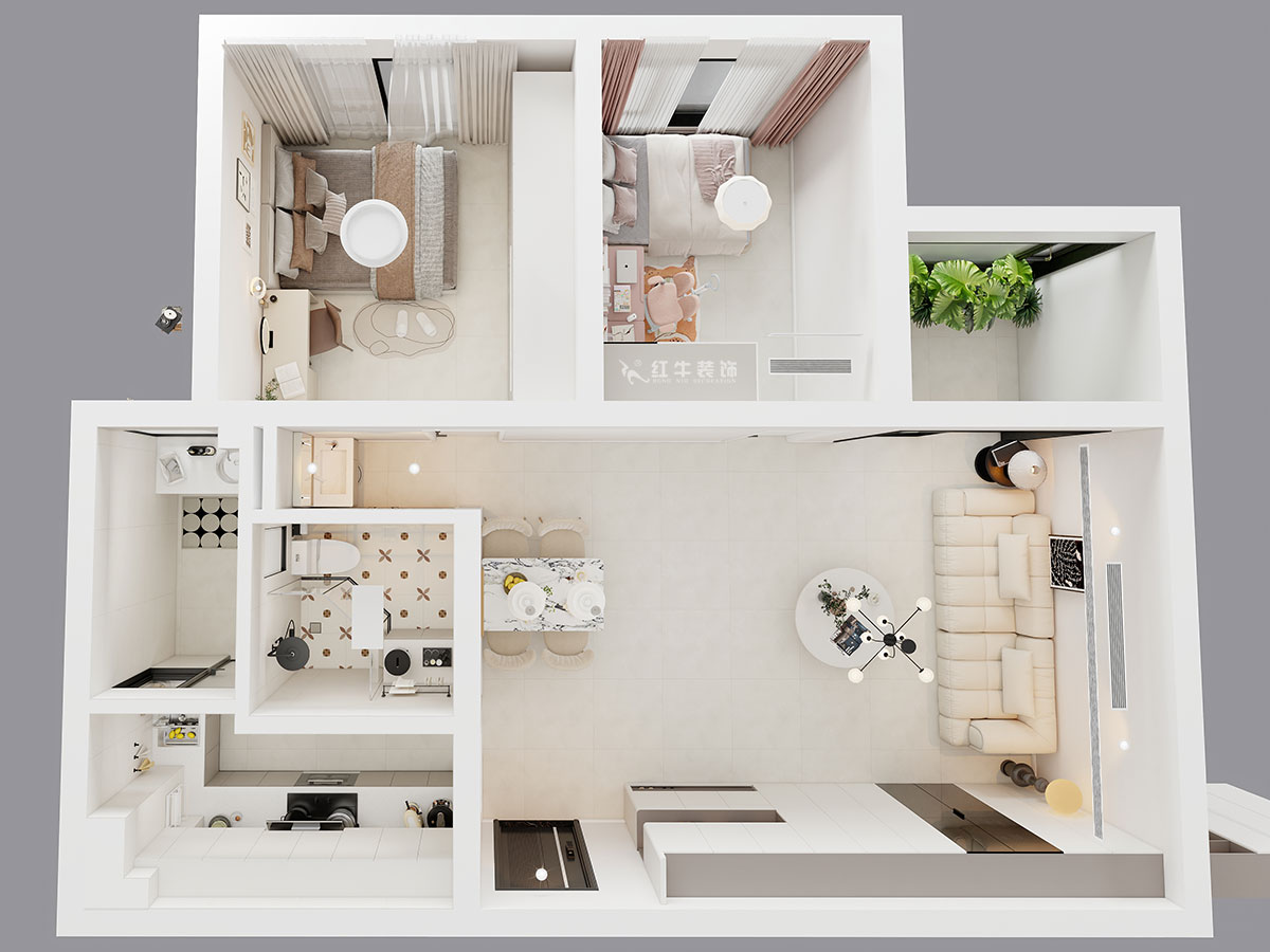 朱明琪｜金鼎湾花园1-2-2004-87㎡-现代简约风格｜2室2厅1卫｜老房装修｜定制家｜全包10万｜00_04鸟瞰图